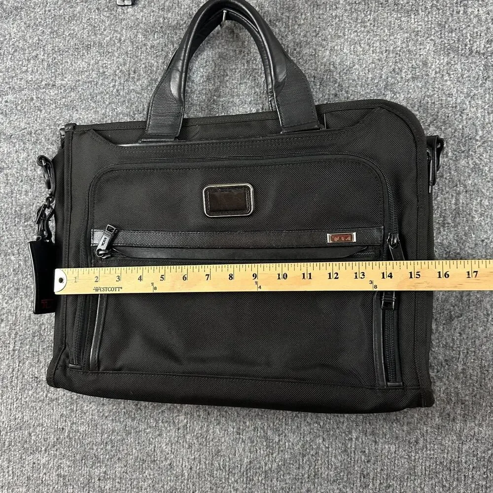 Tumi Black Alpha 3 Laptop Briefcase Bag Soft Case Men Nylon Travel Work Office